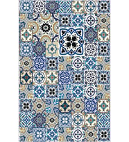 Eliana Home Baskılı, Yıkanabilir Kaymaz Taban Salon Halısı LNA1878-SD166 100x150 cm (Mavi)