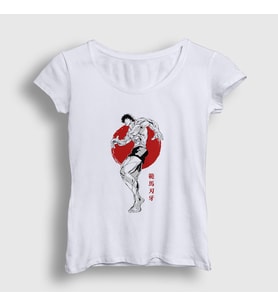 Presmono Kadın Beyaz Fighter Anime Hanma Baki T-Shirt 317403tt