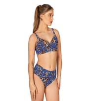Endeep Kadın Büyük Beden Destekli Büzgü Detaylı Leopar Desenli Bikini Takımı