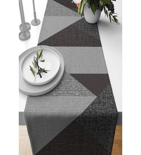 Füme Geometrik Desenli Premium Masa Örtüsü Runner RNR606