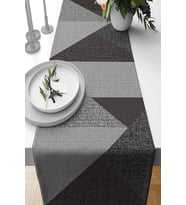 Füme Geometrik Desenli Premium Masa Örtüsü Runner RNR606