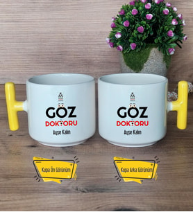 Göz Doktoru Kupa Bardak T Sarı Kulplu Tıp Bayramı Hediyesi