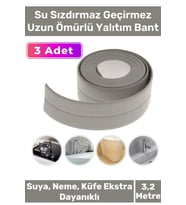 Premium Su Geçirmez Sızdırmaz Dayanıklı Pvc Yağ Kenar Küf Önleyici 3.2m Gri İzolasyon Bant 3 Adet