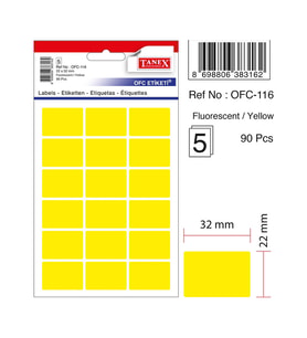 Tanex Etiket Ofc-116 Sarı 10 lu 2 paket