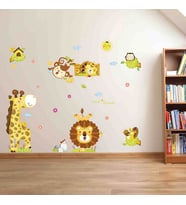 karikatür hayvanlar - Aslan Tigers Giraffe sevimli Maymun - Çıkarılabilir Duvar Çıkartması Duvar Dövmesi, Kids Baby Hause çocuk odası DIY dekoratif sanat duvar çıkartması
