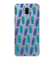 PrintiFy Samsung Galaxy J8 ile Uyumlu 1mm Slim Fit Nazar Boncuğu 4 Baskılı Şeffaf  Kılıf