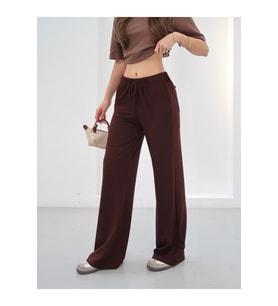 Kadın Amy Modal Kumaş Arka Çift Cepli Bol Paça Pantolon