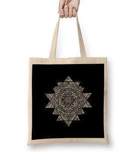 Sri Yantra Sacred Ancient Symbol Bez Çanta Uzun Saplı