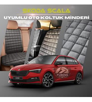 Skoda Scala Antrasit Renk Tay Tüyü Cepli & Terletmez Sırtlı Oto Koltuk Minder Seti - Koltuk Koruma Kılıfı (ÖN & ARKA TAM SET)