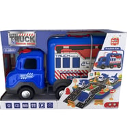Sürtmeli Müzikli Işıklı Polis Arabalı Çantalı Set (Mavi)