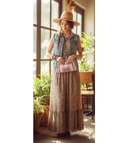 Esu Accessory El Örmesi Bohem Portföy Çanta - Renkli Retro Motifli El Çantası
