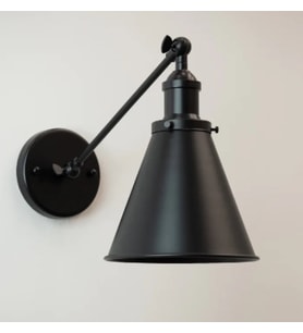 RİOLİGHT VİNTAGE,RUSTİK,RETRO ÇİFT MAFSALLI SİYAH HAREKETLİ BAŞLIK METAL DUVAR APLİK
