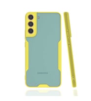 Galaxy S22 Plus Kılıf Kamera Korumalı Arkası Şeffaf Silikon (Sarı)