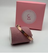 925 Gümüş Siyah Ayetel Kürsi Erkek Bileklik , Rose Gold Nazar Duası Kelepçe Bilezik (Bakır)