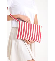 Premium Kadın Pamuk Dokuma Astarlı Renkli Clutch Portföy El Çantası (Kırmızı)