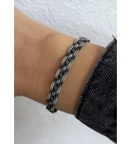 Çarpraz Örgü Gümüş Kazaziye Bileklik : Oksitli - 19 cm : Gümüş - 21 cm : Gümüş - 21 cm (Oksitli)
