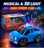 Işıklı ve Müzikli 3D Oyuncak Araba – High Speed Car – LED Efektli Hızlı Yarış Arabası Kız Erkek Çocuğa Hediye Doğum Günü Hediyesi (Mavi)