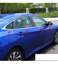HONDA CİVİC Krom Cam Çıtası 8 Parça P.Çelik 2016 ve Sonrası