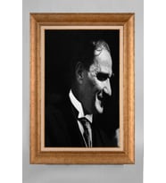 Altın Varaklı Çerçeveli Paspartulu Atatürk Tablo a156 (Gold)