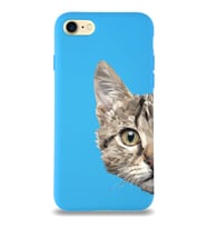 Apple iPhone 7 Uyumlu Lansman Kılıf Catface Tasarımlı Altı Kapalı İçi Kadife Kaplı Silikon Kapak (Şeffaf)