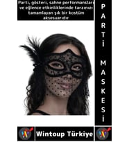 #PartiMaskesi Kostüm Davet Yılbaşı Cosplay Dantel Tüllü Peçeli Tüylü İnci Detaylı Şık Parti Maskesi