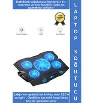 Premium Süper Güçlü 5 Fan Notebook Dizüstü Bilgisayar RGB Işıklı Ayarlanabilir Laptop Soğutucu Fan