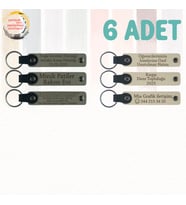 Kül Gri & Sütlü Kahve, 6’lı Set, İsim Yazılabilen Deri Anahtarlık, Aile Gezilerine Özel Küçük Hatıra