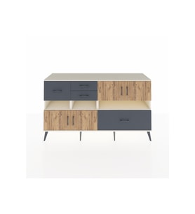 Kronos Konsol 5 Raflı 4 Çekmeceli 4 Kapaklı 176x59x99 Aytaşı-Çam/Antrasit