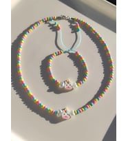 Unicorn Figürlü Kolye ve Bileklik Çocuk Takım