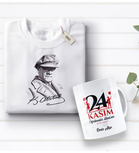 BK Gift Kişiye Özel Öğretmenler Günü Tasarımlı Kupa Bardak ve Atatürk Baskılı Tişört Hediye Seti- 1-13, Öğretmene Hediye, Öğretmenler Günü, 100. Yıl Hediyesi