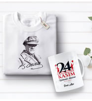 BK Gift Kişiye Özel Öğretmenler Günü Tasarımlı Kupa Bardak ve Atatürk Baskılı Tişört Hediye Seti- 1-13, Öğretmene Hediye, Öğretmenler Günü, 100. Yıl Hediyesi