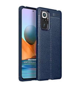Microsonic Xiaomi Redmi Note 10 Pro Max Kılıf Deri Dokulu Silikon Lacivert
