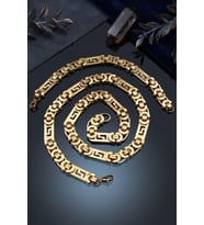Paslanmaz Çelik Euro Kral Model Erkek Kolye Zincir Ve Bileklik Set 10 Mm Altın Kaplama 902914