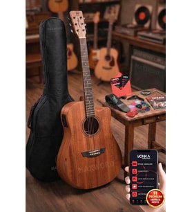 Maxword Luxury HCR-560NT-EQ Half Cutaway Elektro Akustik Gitar Seti