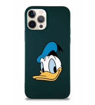 Apple iPhone 12 Pro Soft Premier Kapak Donald Duck-B Tasarımlı Silikon Kılıf - Yeşil (Şeffaf)