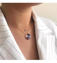 Rose Kaplama Renkli Yonca Gümüş Kolye (Karışık)