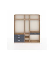 Arges Dolap 7 Raflı 4 Çekmeceli 3 Askılı 220x30x243 Çam-Çam/Antrasit