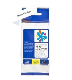 Brother TZe-S261 Beyaz üzerine Siyah Güçlü Yapışkanlı Laminasyonlu Muadil Etiket (Beyaz-Siyah)