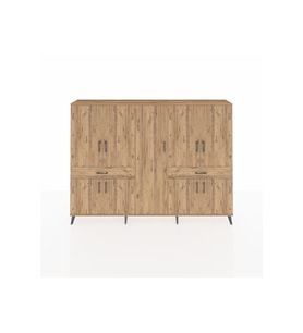 Arges Dolap 12 Raflı 2 Çekmeceli 8 Kapaklı 220x30x163 Çam-Çam