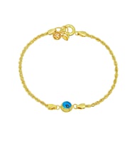 Barika Jewelry Kadın 14 Ayar Altın Nazar Boncuklu Halat Burgu Bileklik