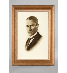 Altın Varaklı Paspartulu Çerçeveli Atatürk Tablo sd579