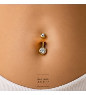 316L Cerrahi Çelik Taşlı Göbek Piercingi Premium Belly Piercing