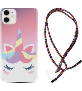Apple iPhone 11 12 13 Mini Kılıf Boyun Asklı Rasta Silikon Sweety Unicorn 1737