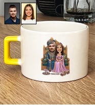 Kişiye Özel Karikatürlü Osmanlı Padişahı ve Sultanı Sevgiliye Hediye Lüks Fincan Sevgililer Günü Hediyesi