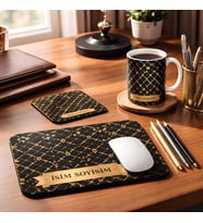 Kişiye Özel Hediye Seti  Kupa Bardak + Mouse Pad + Bardak Altlığı (3’lü Set)