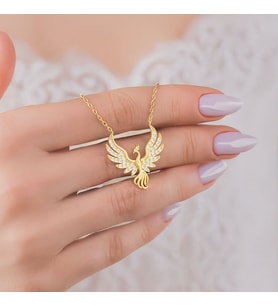 Anka Kuşu Altın Kaplama Gümüş Kolye (Gold)