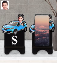 BK Gift Kişiye Özel Plakalı Erkek Renault Captur Karikatürlü Ahşap Biblo Telefon Standı-1
