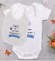 BK Kids Sünnet Tasarımlı Bebek Body Zıbın ve Mama Önlüğü Hediye Seti - Model 3