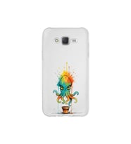 Samsung Galaxy J7 ile uyumlu Splash ahtapot tasarımlı şeffaf silikon kılıf