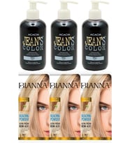 Jeans Color Saç Boyası Mavi 250 Ml 3 Adet + Bianna Saç Açıcı 3 Adet